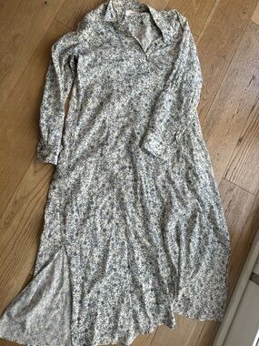 XIRENA Women Long Maxi Floral Cotton Dress Casual Career Boho Peasant Belt